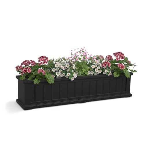 Mayne Cape Cod 4ft Window Box - Black - 48in L x 11in W x 10.8in H - Polyethylene - Built-in Water Reservoir (4841-B) - color: Black