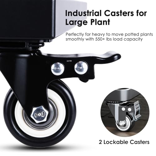 20" Square Plant Caddy with Wheels Heavy Duty,Large Metal Plant Caddy Indoor Outdoor Use,Rolling Plant Dolly with Industrial Casters,Black Plant Tray for Large Planters Pots,2-Pack - size: 20 Inch-2 Packs