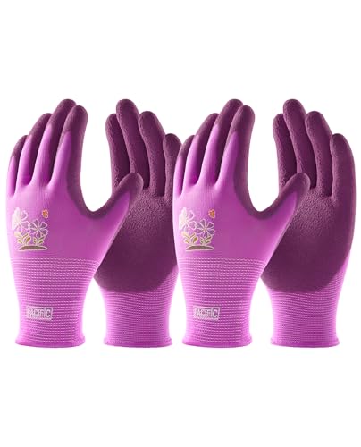 PACIFIC PPE 6 Pairs Gardening Gloves for women, Rubber Coated Garden Gloves, Ladies Yard Work Gloves, Breathable, Purple, Medium - color: Purple, size: Medium (Pack of 6)