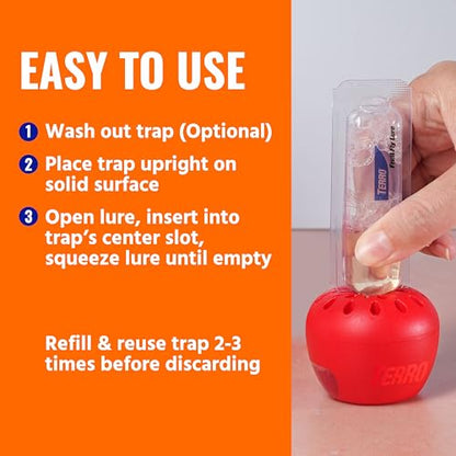 TERRO Fruit Fly Trap Refills, 4 Pack Liquid Bait Replacement for Home - size: 4 Lure Refills