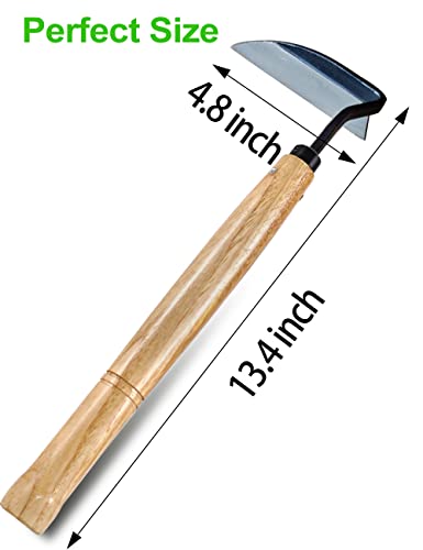 TOYPOPOR Japanese Weeding Sickle Hoe, Gardening Tools, Weed Remover, Hand Weed Cutter, Kama Twisted Scythe with High Carbon Steel Blade for Cutting Grass, Soil loosening, harvesting, Digging - color: 14 inch Hand Hoe Sickle