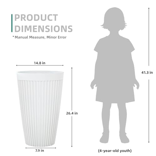 2-Pack 20" Matt White Resin Tall Planters with Fluted Texture - color: 20"h-white Ceramic