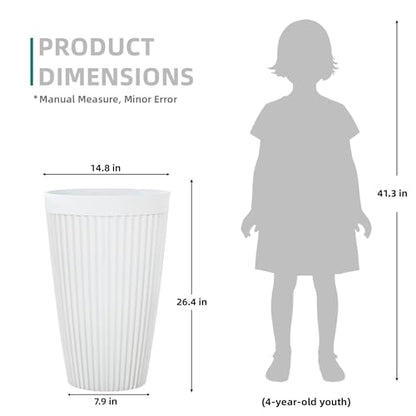 2-Pack 20" Matt White Resin Tall Planters with Fluted Texture - color: 20"h-white Ceramic