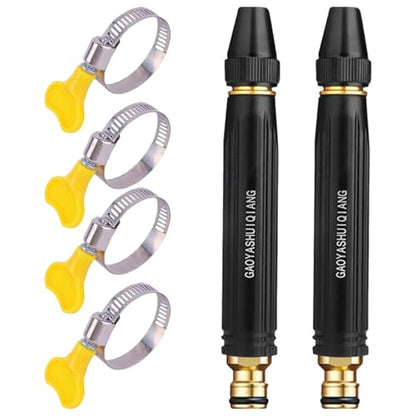 High Pressure Garden Hose Nozzle, 2-Pack Clamp-On Water Sprayer, 3 Modes