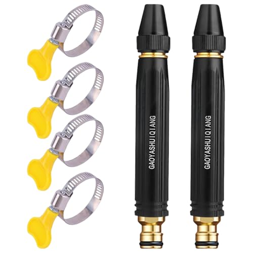 High Pressure Garden Hose Nozzle, 2-Pack Clamp-On Water Sprayer, 3 Modes