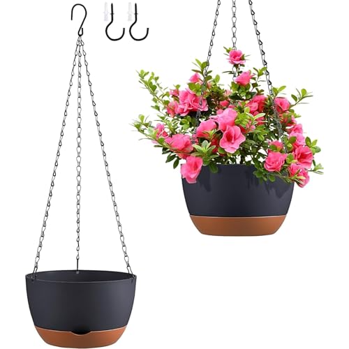Set of 2-10 Inch Hanging Planters for Indoor Outdoor Plants - color: Dark Grey, size: 10 Inch