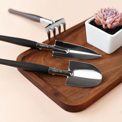 Mini Gardening Tool Set for Potted Plants, 3-Piece Indoor Plant Care Kit with Stainless Steel Shovel & Trowel, Precise Weeding and Transplanting Tools for Greenhouses