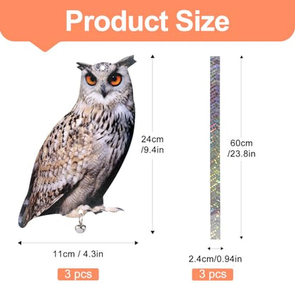 4PCS Hanging Flat Fake Owl to Keep Pigeon Away from Balcony - color: 4pcs Grey Owls