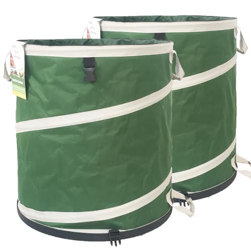 2-Pack 32 Gallon Collapsible Trash Can (19x25 in) Solid Bottom for Yard Waste Bag,Yard Debris Bag,Pop-Up Trash Can,Recycling Bin,Camping Waste Bin,Laundry Hamper,Lawn Grass,Garden Weeds Bags,Leaf Bags