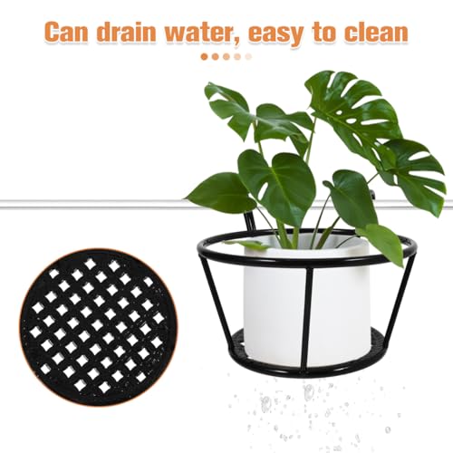 Hemoton 3 Pack Hanging Flower Pot Rack Iron Art Railing Pot Holders Outdoor Balcony Planters for Porch Deck Fence Ledge Garden