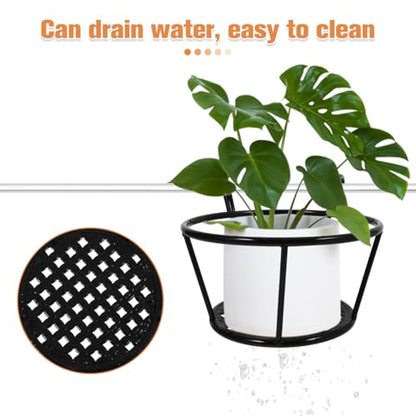 Hemoton 3 Pack Hanging Flower Pot Rack Iron Art Railing Pot Holders Outdoor Balcony Planters for Porch Deck Fence Ledge Garden