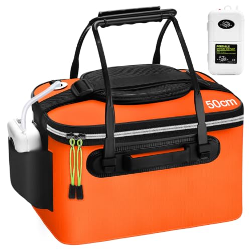 2 Pcs Fishing Bucket and Live Bait Aerator - color: Orange