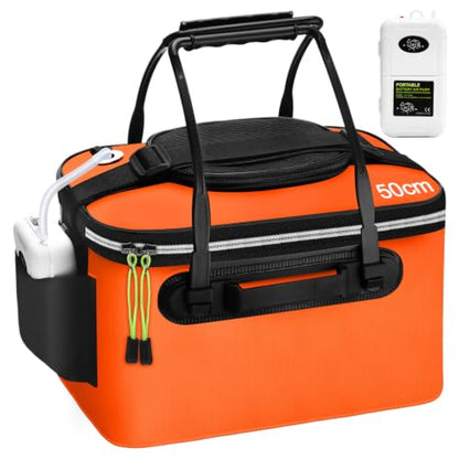 2 Pcs Fishing Bucket and Live Bait Aerator - color: Orange