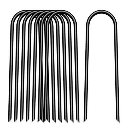 8 inch 20 Pack U Shape Black Garden Stakes,11 Gauge Garden Pins,U-Shaped Tent Stakes,Galvanized Landscape Staples for Yard Lawn,Tube, Landscape Fabrics,Irrigation Hose and Weed Barriers - color: black, size: 8in