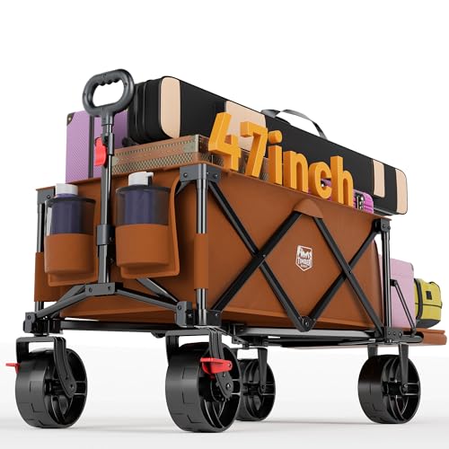 Timber Ridge 47" L Collapsible Wagon with Tailgate & Brake - color: Orange
