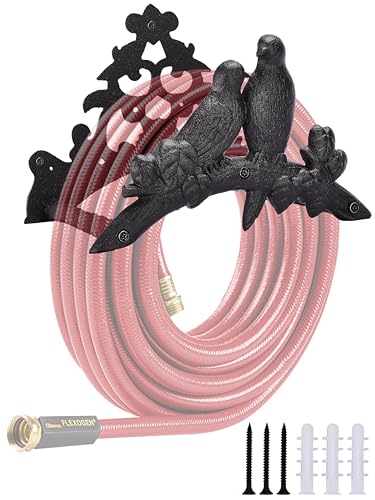 Garden Hose Holder - Decorative Wrought Iron Wall-Mounted Hose Organizer - Heavy-Duty Wall Mount Water Hose Holder - Hook Rack for Water Hose - Outdoor Hose Holder - H8xL10xW5.7 inches