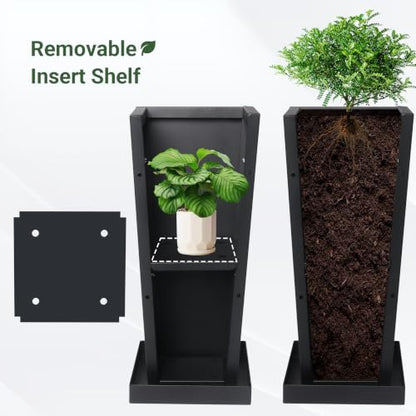28" Metal Tall Outdoor Planters Set of 2, Durable & Wealtherproof - size: 28" H