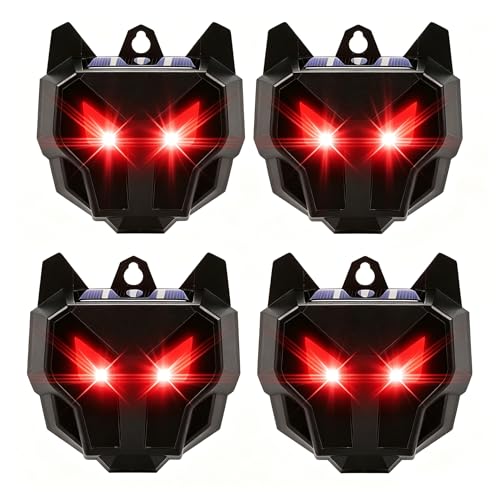 2026 Coyote Deterrent Solar Predator Eyes Animal Repellent Outdoor Red LED Predator Light Deterrent for Deer,Fox, Raccoon,Skunk, Night Sentry for Chicken Coop,Yard,Garden & Farm Protection,4 Pack