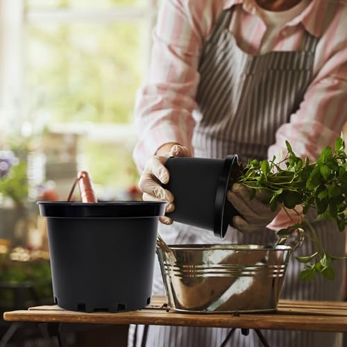 GREANER 2 Gallon Nursery Pots for Plants, 10 PCS Plastic Plant Pot with Drainage Holes for Indoor Outdoor, Garden, Greenhouse(Black) - size: 9 Inch