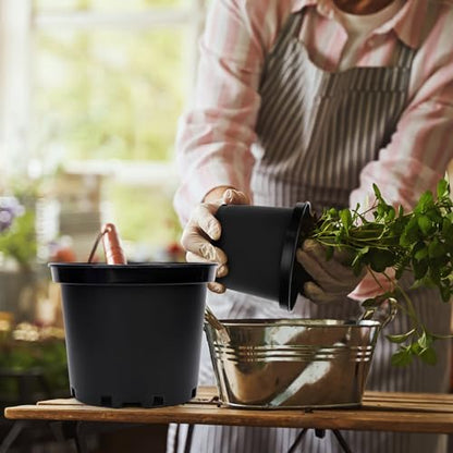 GREANER 2 Gallon Nursery Pots for Plants, 10 PCS Plastic Plant Pot with Drainage Holes for Indoor Outdoor, Garden, Greenhouse(Black) - size: 9 Inch