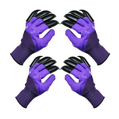 DCCPAA Garden Gloves with Claws,Claw Gardening Gloves for Digging,Planting, Weeding, Seeding-Waterproof for Men and Women - color: 2 Purple
