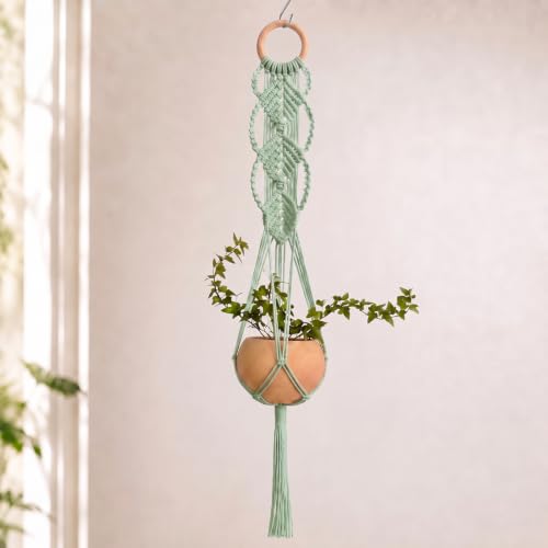 Shappy 1 Pack Boho Macrame Plant Hanger for Indoor - color: Sage Green, size: Style C