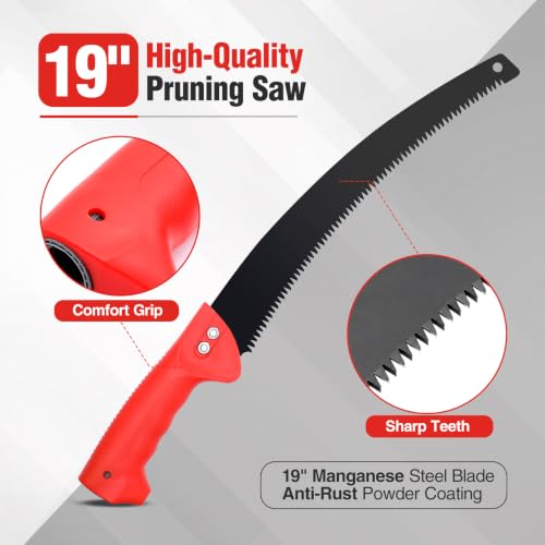 20FT Reach Tree Trimmer, Telescoping Manual Pole Saw - style: 4FT-12FT - Telescoping Pole with Saw