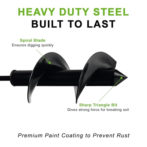 Auger Drill Bit for Planting 3 x 9 Inch, Garden Spiral Drill Bit Bulb Planter Tool Drill Auger for Planting Bulb, Bedding Plant, Post or Umbrella Hole Digger for 3/8" Hex Drive - size: 3" x 9"-Black
