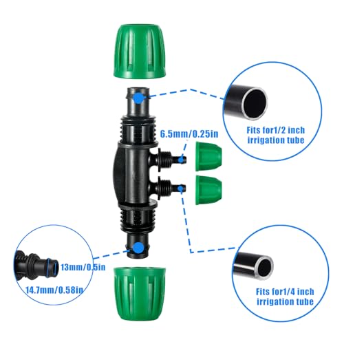 10 Pcs 1/2 to 1/4 inch Garden Hose Tubing Irrigation Fittings - size: 10 PCS 1/2" to 1/4" 4-Way Connectors