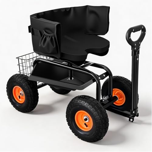 Garden Cart Rolling Workseat with Wheels Gardening Stool