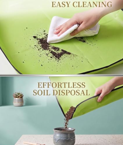 1 Pcs Repotting Gardening Mat for Indoor Portable 20" Waterproof Potting Tray Foldable Succulent Potting Mat - color: Green