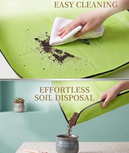 1 Pcs Repotting Gardening Mat for Indoor Portable 20" Waterproof Potting Tray Foldable Succulent Potting Mat - color: Green