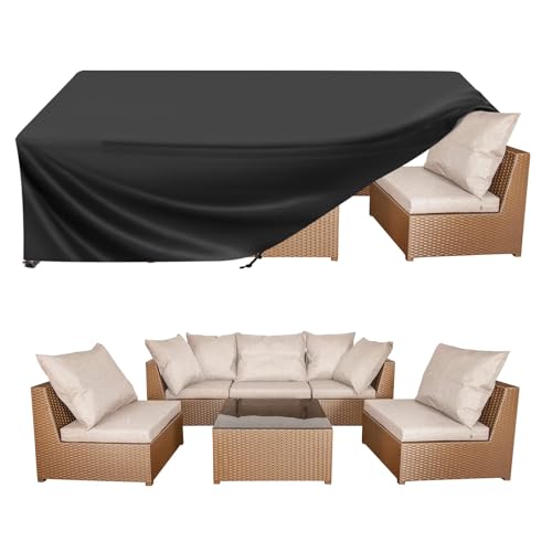 BALEINE Patio Furniture Covers Waterproof, Heavy Duty Outdoor Table Cover - color: Black, size: 138"L×86"W×32"H
