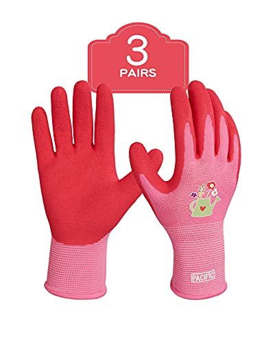 PACIFIC PPE 3 Pairs Gardening Gloves for women, Latex Coated Garden Gloves, Breathable, Medium Size fits Most, Rose Red - color: Rose Red, size: Medium (Pack of 3)