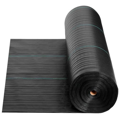 VEVOR 6x250FT 5oz Weed Barrier Fabric Heavy Duty, Landscape Fabric, Weed Blocker Fabric, Garden Weed Mat Lawn Fabric, Weed Control Fabric, Driveway Fabric, Ground Cover, Woven Landscape Cloth, Black - size: 6FT*250FT-5oz