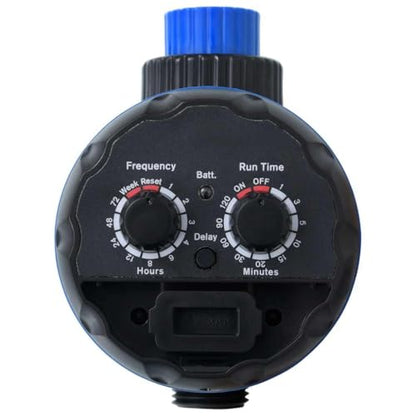 Automatic Garden Water Timer with Dual Ball Valves, Programmable Irrigation Controller for Lawn and Yard, Battery Operated, Waterproof ABS Housing - color: Black