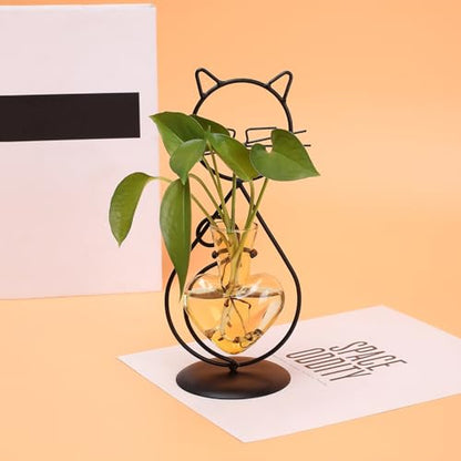Plant Terrarium Propagation Station Gifts for Women Cat Lover - color: Gold