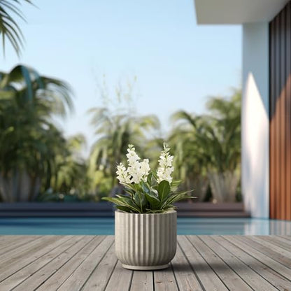 Kante Small Round Pedestal Weathered Concrete Planter 11" Dia, Outdoor - color: Weathered Concrete, size: 11"w x 9.8"h