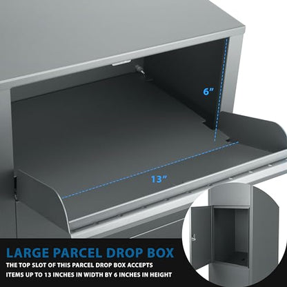 Gray Locking Parcel Drop Box for Porch, Storage Shed - color: Gray
