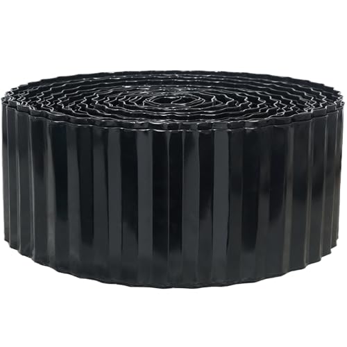 Quibbay Corrugated Metal Garden Edging, 4"×100Ft Landscape Edging Border for Lawn, Flower Bed and Garden, Flexible Lawn Edging for DIY Tree Surrounds Borders and Landscaping, Black - color: Black, size: 4 Inch × 100FT