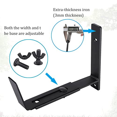 Flower Window Box Bracket Adjustable Planter Box Bracket 4 Pack,Heavy Duty Wall Mount Flower Box Holder for Planter Box Depth (Front to Back) 6 to 12 Inches, Black