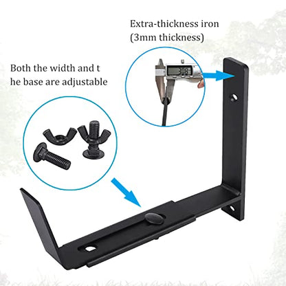 Flower Window Box Bracket Adjustable Planter Box Bracket 4 Pack,Heavy Duty Wall Mount Flower Box Holder for Planter Box Depth (Front to Back) 6 to 12 Inches, Black