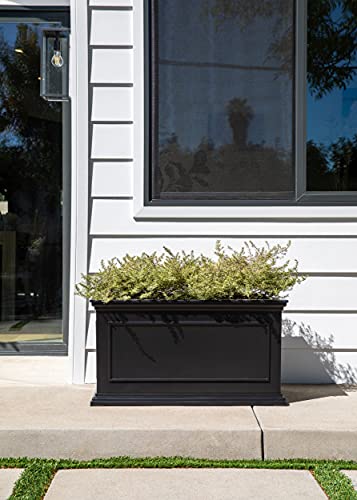 Veradek Brixton Series Large Plastic Planter - Black, Outdoor Patio/Balcony, All-Weather Resistant, Dimensions: 17.5"H x 16"W x 32"L, Classic Estate Design for Flowers, Trees, Shrubs - color: Black