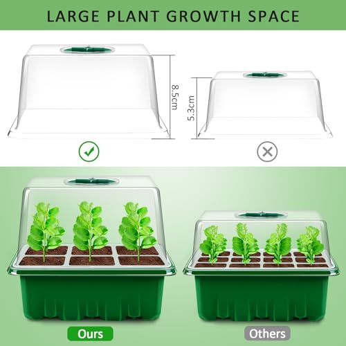 YAUNGEL Large Cell Seed Starter Tray, 60 Cells, 10-Pack with Heightened Lid