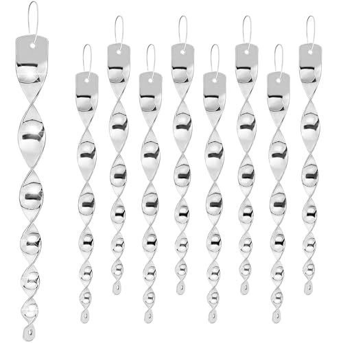 12Pcs Woodpecker Deterrent for House, Wind Driven Rotation Bird Scare Rods, Silver Bird Reflectors to Keep Birds, Woodpeckers, Pigeons Away from House, Outdoor Garden, Patio and Yard - color: 12pcs Silver