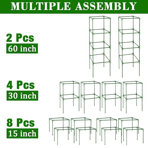 ZeeDix 60 Inch Heavy Duty Tomato Cages for Garden with Clips 2 Pack - color: Green-2 Pack, size: 60-inch