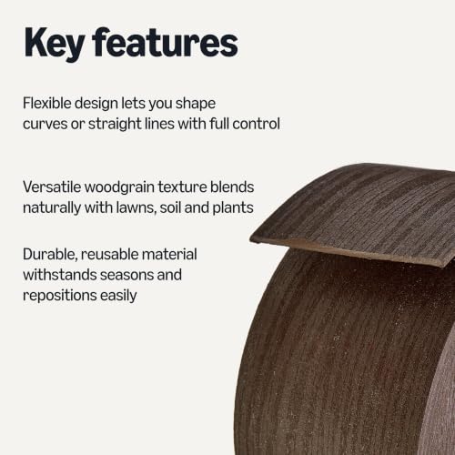Amazon Basics Flexible Landscape Edging Coil for Garden Border, Flower Beds, Lawn and Pathways, 5 inch x 40ft, Brown, 10 Stakes (Pack of 2) - size: 5" (Pack of 2)