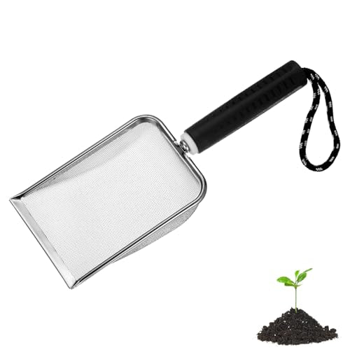M METERXITY 1-Pack Gardening Soil Sifter, 1 mm Mesh Stainless Steel Portable Gardening Sifter with Soft Handle for Sand/Dirt/Rock Compost [White, Black] - color: White, Black, size: 1x1mm
