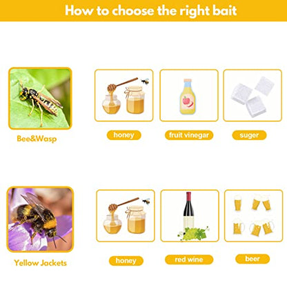8 Pack Disposable Wasp Traps Outdoor Hanging, Bee Bags Traps for Outside
