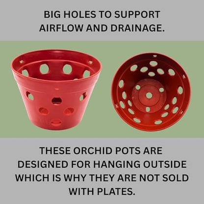 Set of 8 Strong Thick Plastic Hanging Orchid Pots with Holes and Hangers. 2 Each of 9 Inches Wide, 7.5 Inches, 6.5 Inches, 5.5 Inches, Orchid Pots for Repotting, Orchid Planters